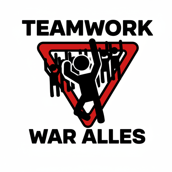 Teamwork war alles Warnschild